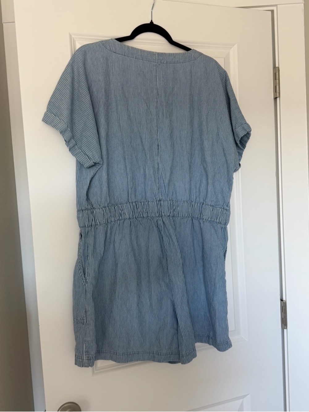 American Eagle Boho Utility Pin Strip Denim Romper Cotton size XL - Picture 4 of 5
